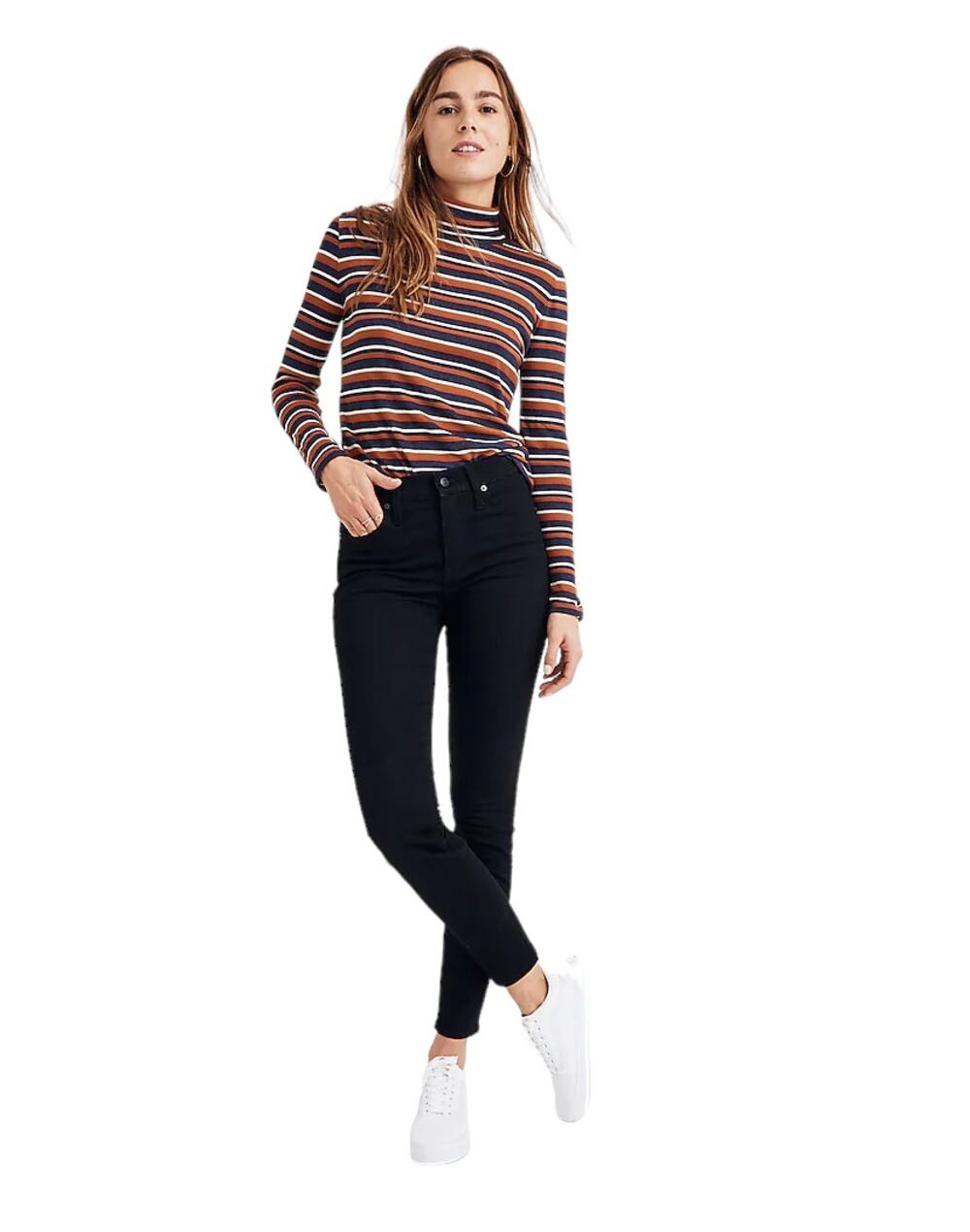 Madewell 9" Mid Rise Skinny Jeans in Black Frost Thermalite Edition Size 27